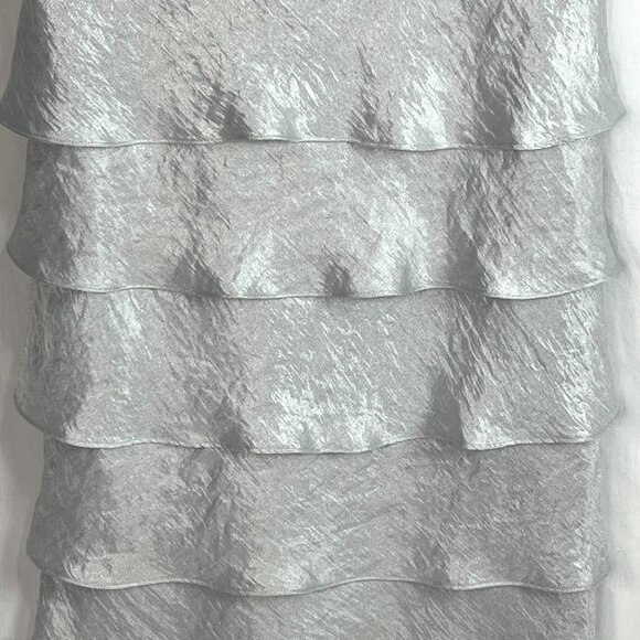 Elegant Davids Bridal Silver Tiered Ruffle Cocktail Dress 14 Mother of Bride - Picture 6 of 13